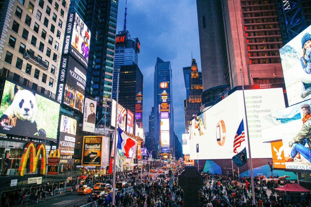 Pantalla de información en Nueva York