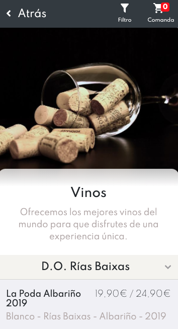 Carta de vinos Recafy