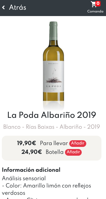 Carta de vinos Recafy